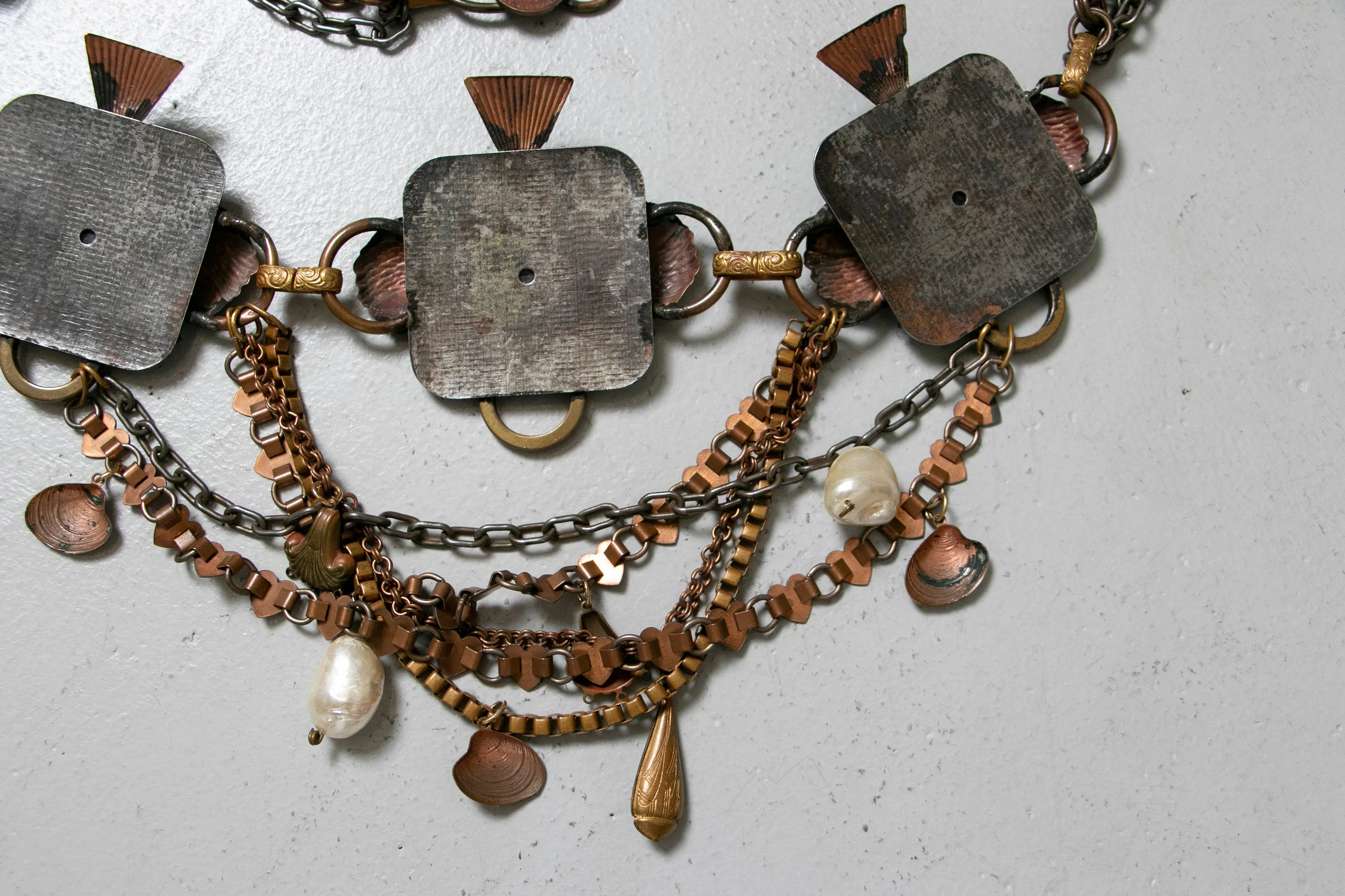 1980s Belt Handmade Embellished Chain Dangle Tiered